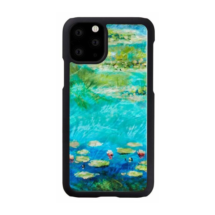 Telefono dėklas iPhone 11 Pro, juodas su vandens lelijomis