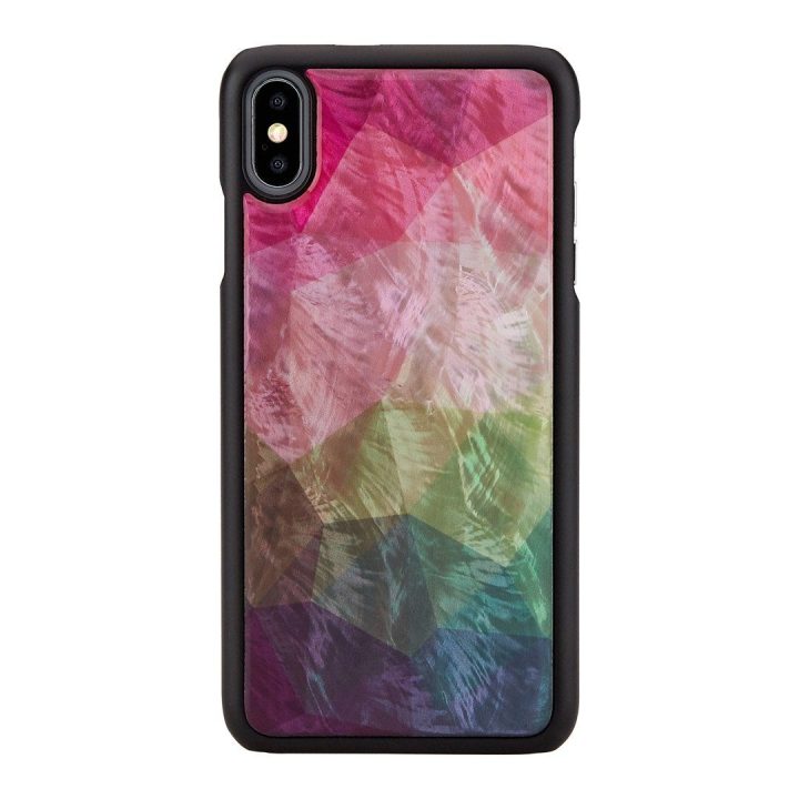 Juodas telefono dėklas iPhone XS Max su gėlių raštu