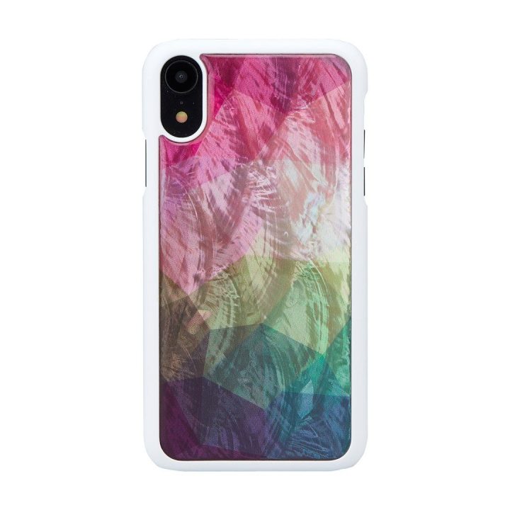 Baltas telefono dėklas iPhone XR su vandens gėlėmis
