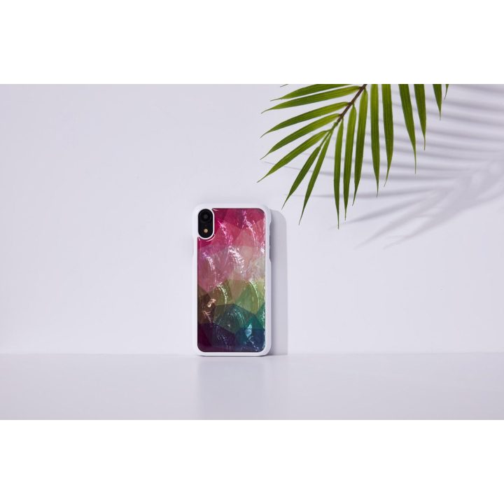Baltas telefono dėklas iPhone XR su vandens gėlėmis