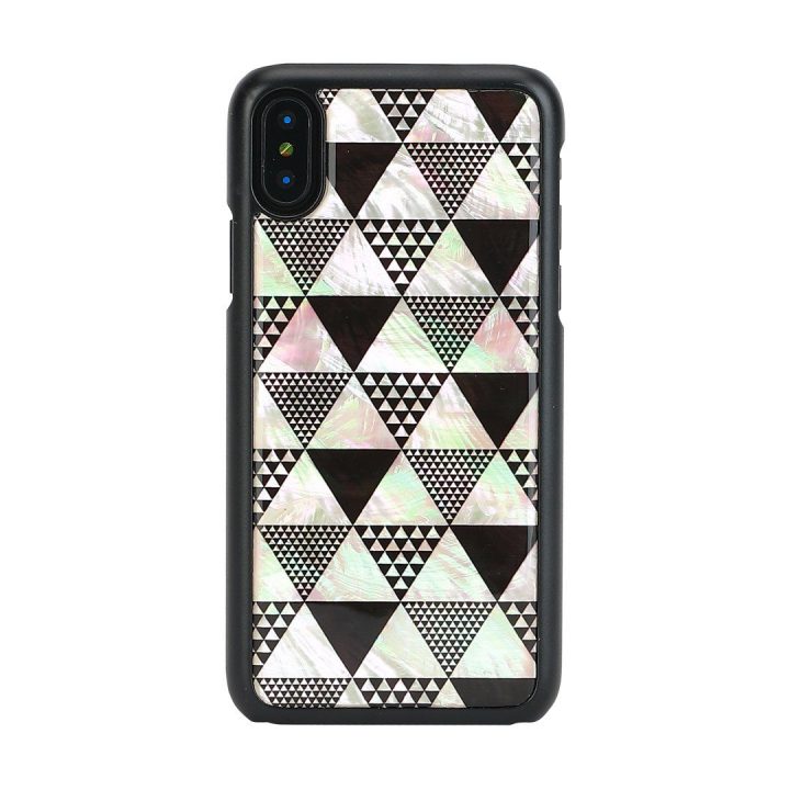 Telefono dėklas iPhone XS/S, juodas su piramidžių raštu
