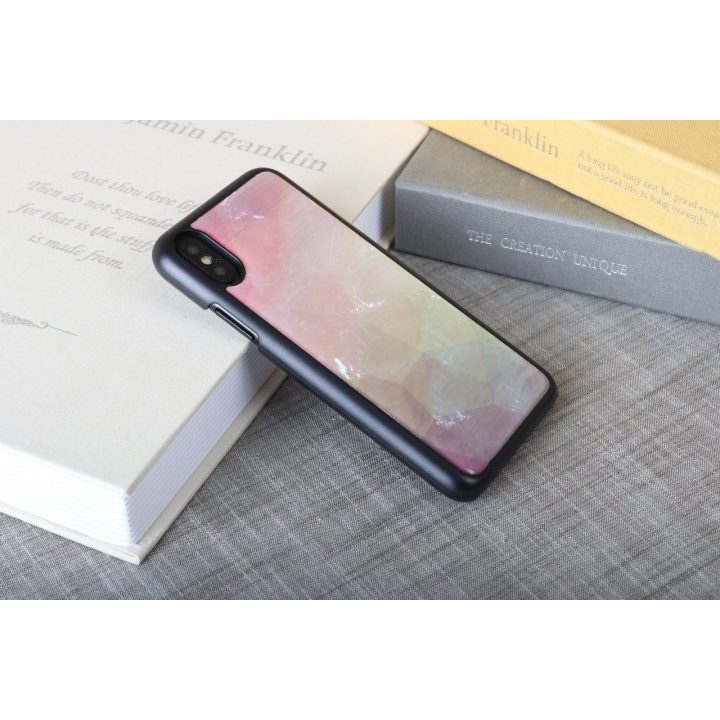 Telefono dėklas iPhone XS/S, juodas su vandens gėlių raštu