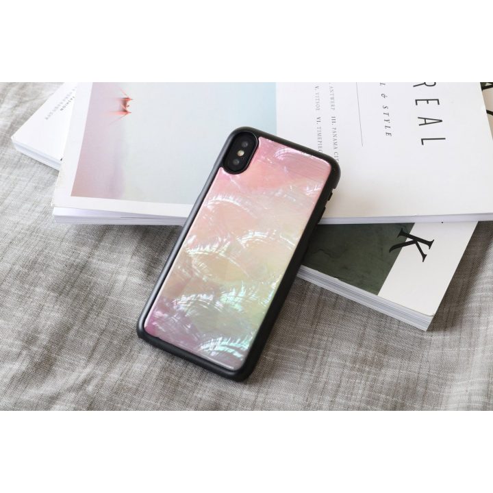 Telefono dėklas iPhone XS/S, juodas su vandens gėlių raštu