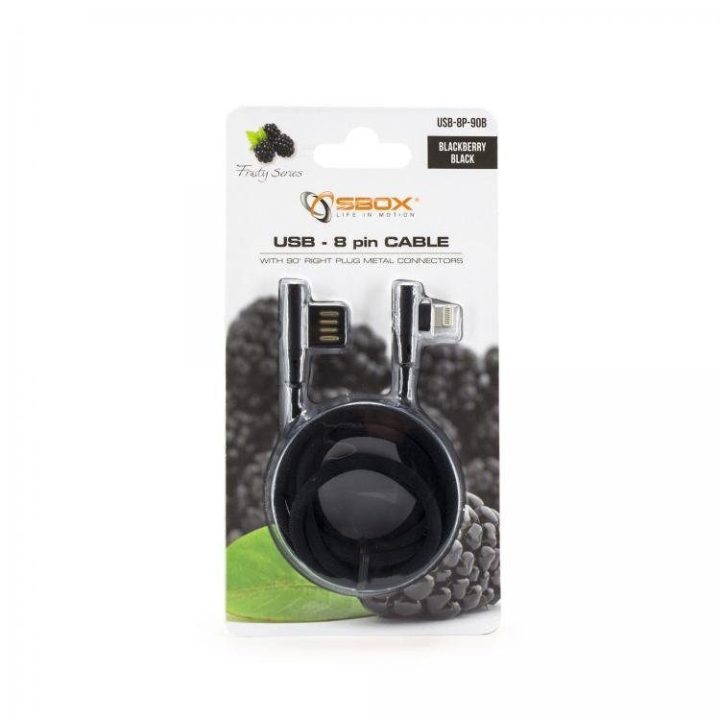 Juodas USB 8 kontaktų įkrovimo laidas „Sbox“, 1,5 m