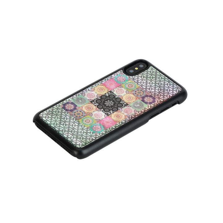 Telefono dėklas iPhone XS/S, juodas su gėlių raštu