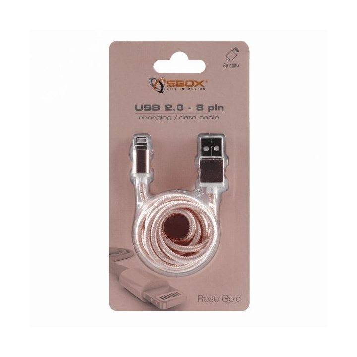 Sbox USB A į Lightning laidas, 1,5 m, rausvai auksinis