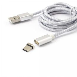 Magnetinis USB 2.0 laidas A–C, 1 m, sidabrinis