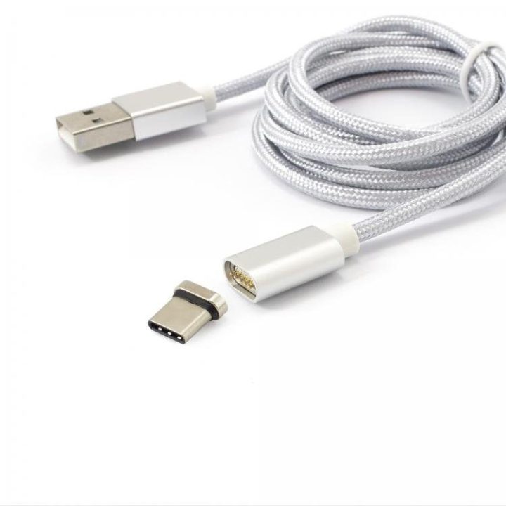 Magnetinis USB 2.0 laidas A–C, 1 m, sidabrinis