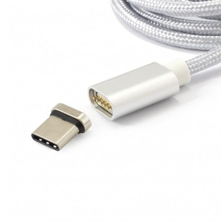Magnetinis USB 2.0 laidas A–C, 1 m, sidabrinis