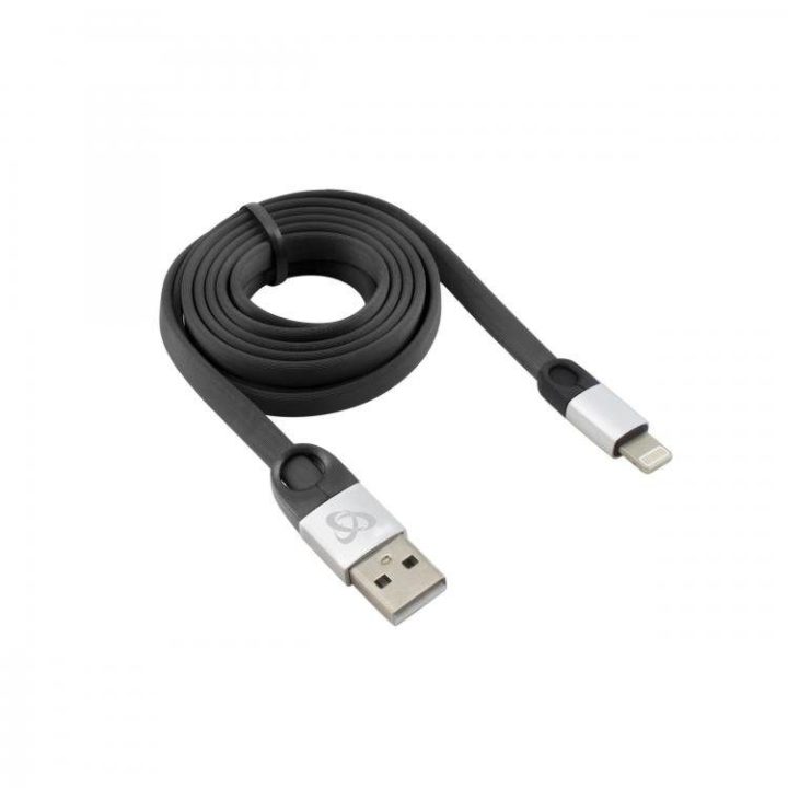 USB-A į Lightning įkrovimo laidas, 1,5 m, juodas/sidabrinis