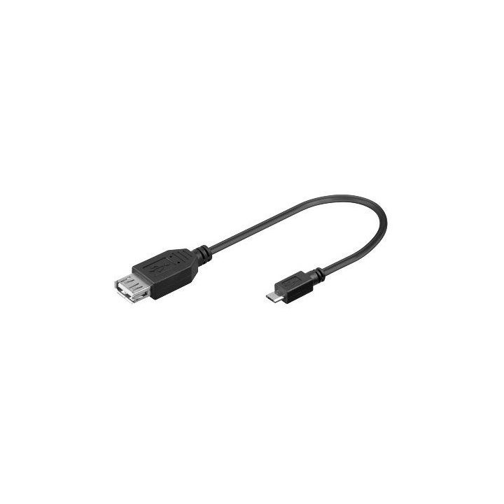 USB A–microUSB laidas, 0,1 m, juodas