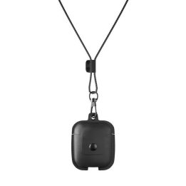Juodas „AirPod“ odinis dėklas su dirželiu