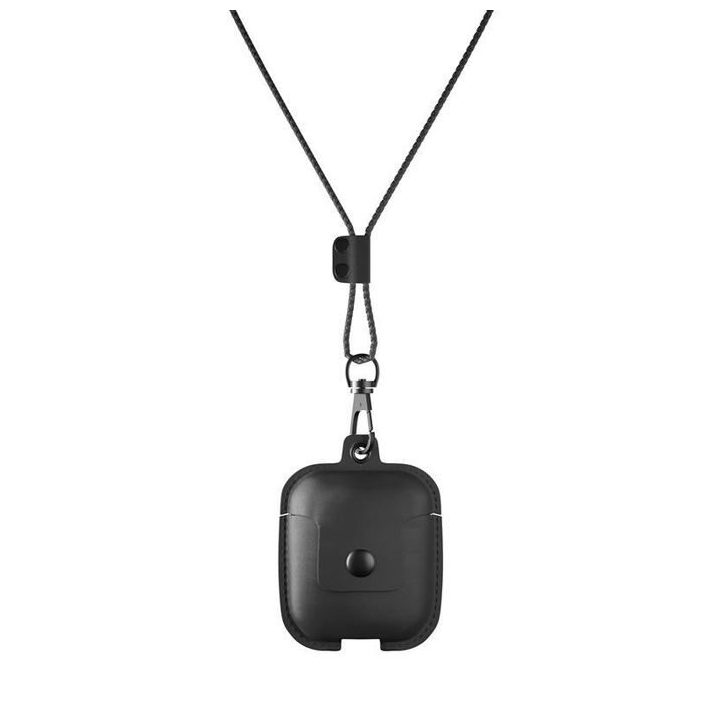 Juodas „AirPod“ odinis dėklas su dirželiu