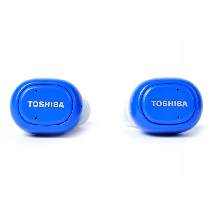 Mėlynos Bluetooth ausinės su įkrovimo stotele Toshiba RZE-BT900E
