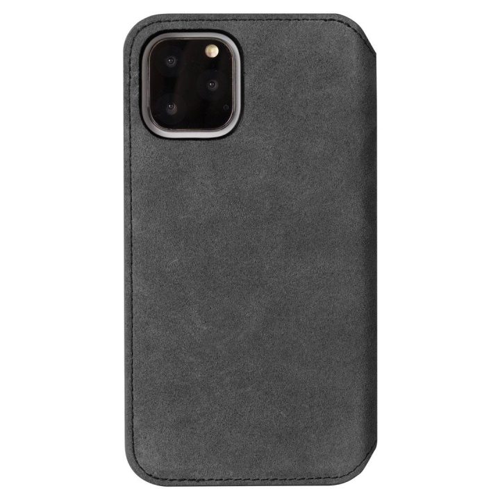 Piniginės tipo telefono dėklas Krusell Broby, skirtas Apple iPhone 11 Pro Max, akmens spalvos