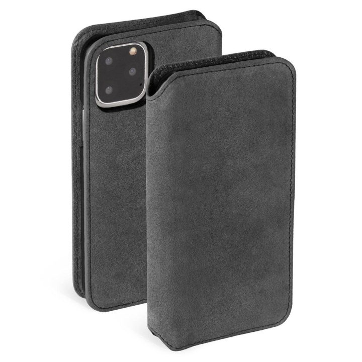 Piniginės tipo telefono dėklas Krusell Broby, skirtas Apple iPhone 11 Pro Max, akmens spalvos