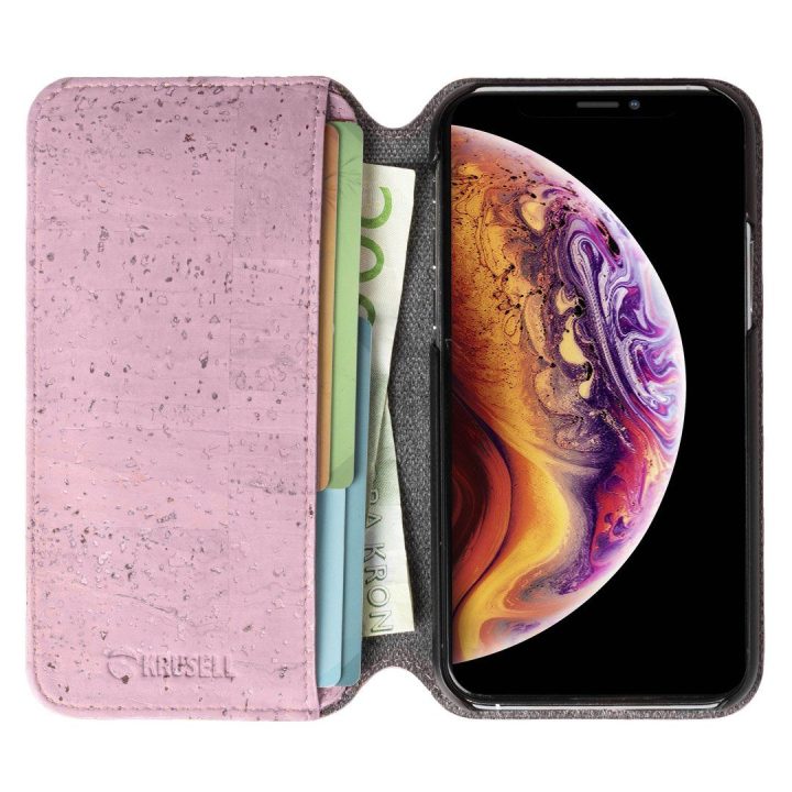 Rožinis telefono dėklas Krusell Birka PhoneWallet Apple iPhone 11 Pro Max