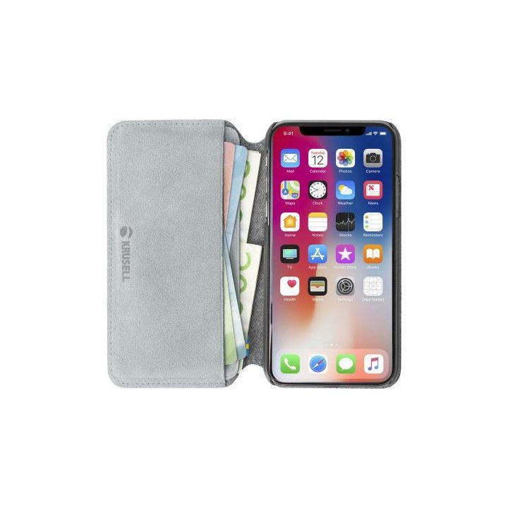 Pilkas telefono dėklas Krusell Broby 4 Card SlimWallet iPhone X/XS