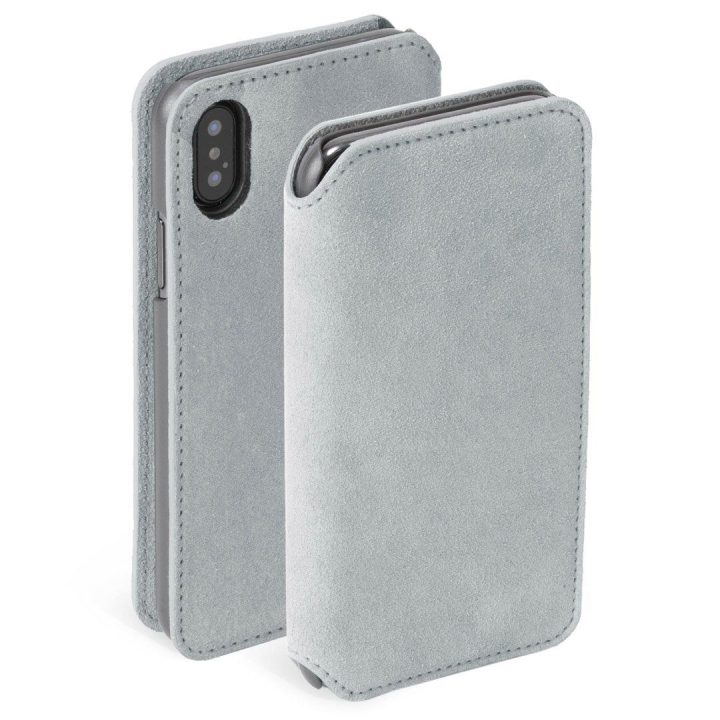 Pilkas „Folio“ telefono dėklas Krusell Broby iPhone Xs Max, 4 kortelėms
