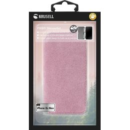 Krusell Broby telefono dėklas iPhone Xs Max, rožinis, 4 kortelių vietos