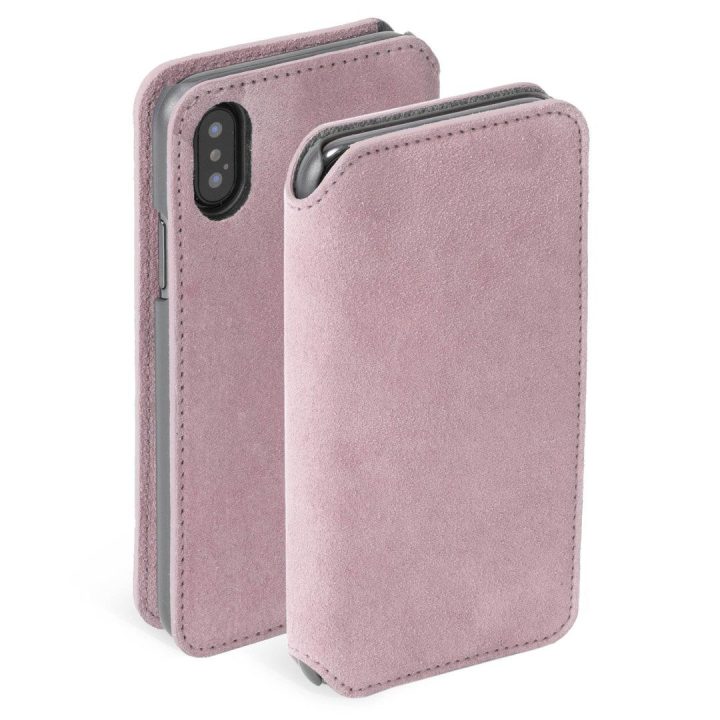 Krusell Broby telefono dėklas iPhone Xs Max, rožinis, 4 kortelių vietos