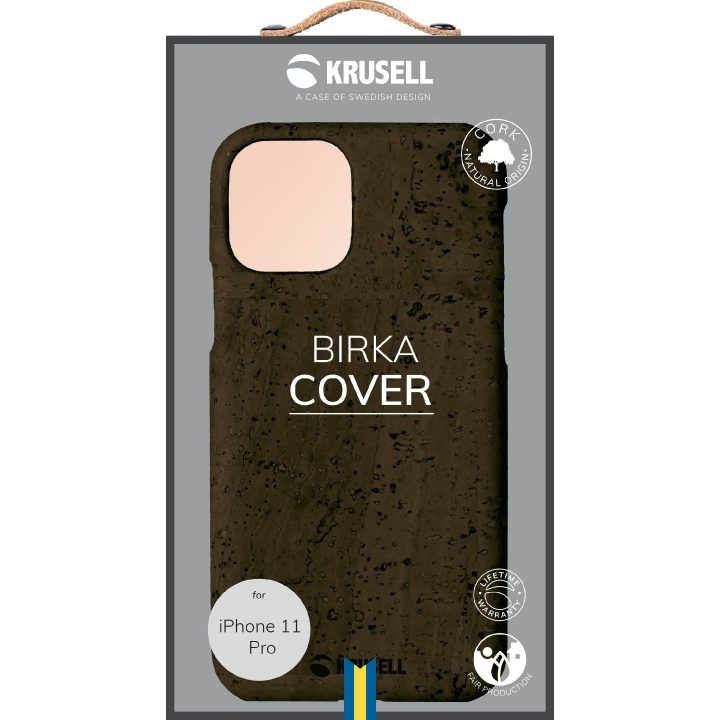 Tamsiai rudas telefono dėklas Krusell Birka Cover Apple iPhone 11 Pro