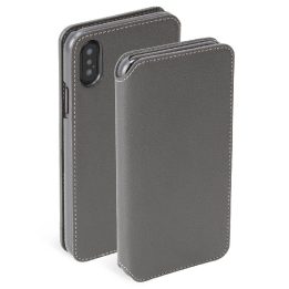 Pilkas folio dėklas Apple iPhone XS Max telefonui