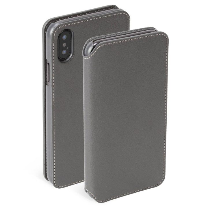 Pilkas folio dėklas Apple iPhone XS Max telefonui