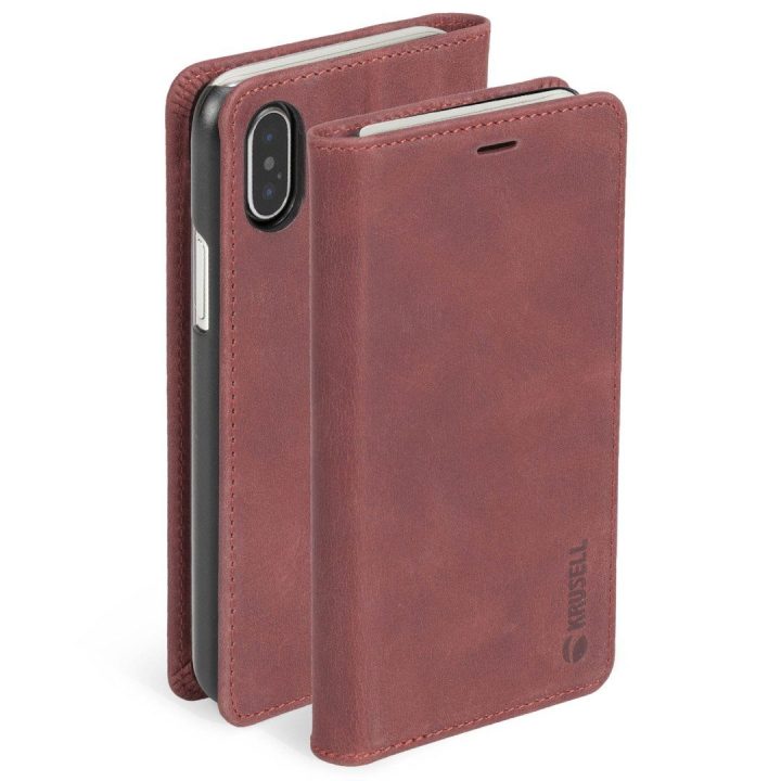 Telefono dėklas Krusell Sunne 4 Card Folio iPhone Xs Max, raudonas