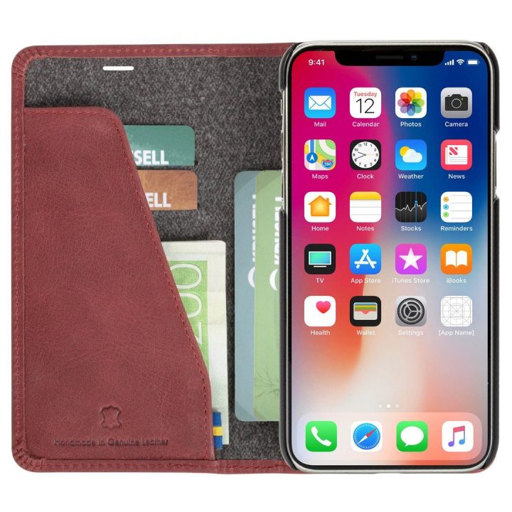 Telefono dėklas Krusell Sunne 4 Card Folio iPhone Xs Max, raudonas