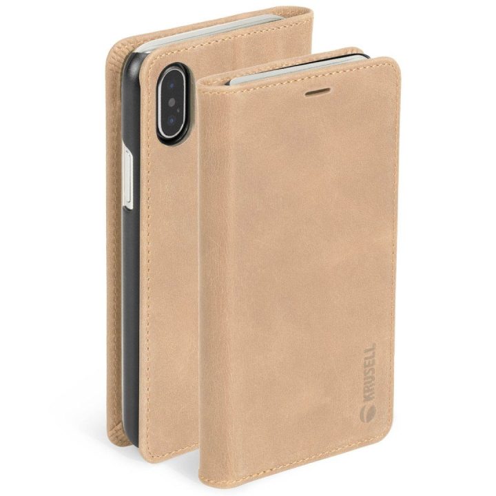 Krusell Sunne folio dėklas iPhone Xs Max, rusvai gelsvas