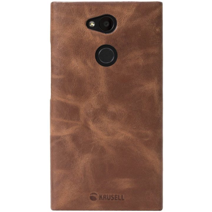 Rudas odinis dėklas Sony Xperia L2