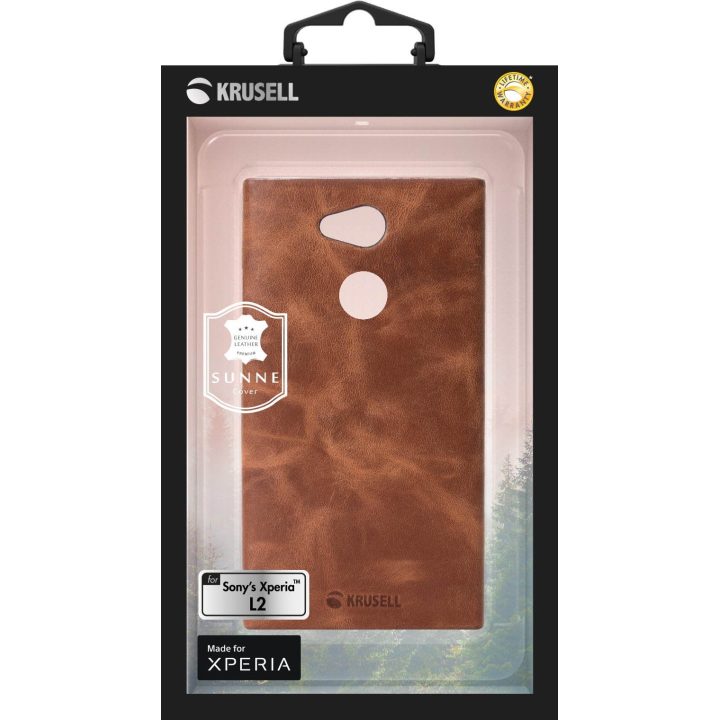 Rudas odinis dėklas Sony Xperia L2
