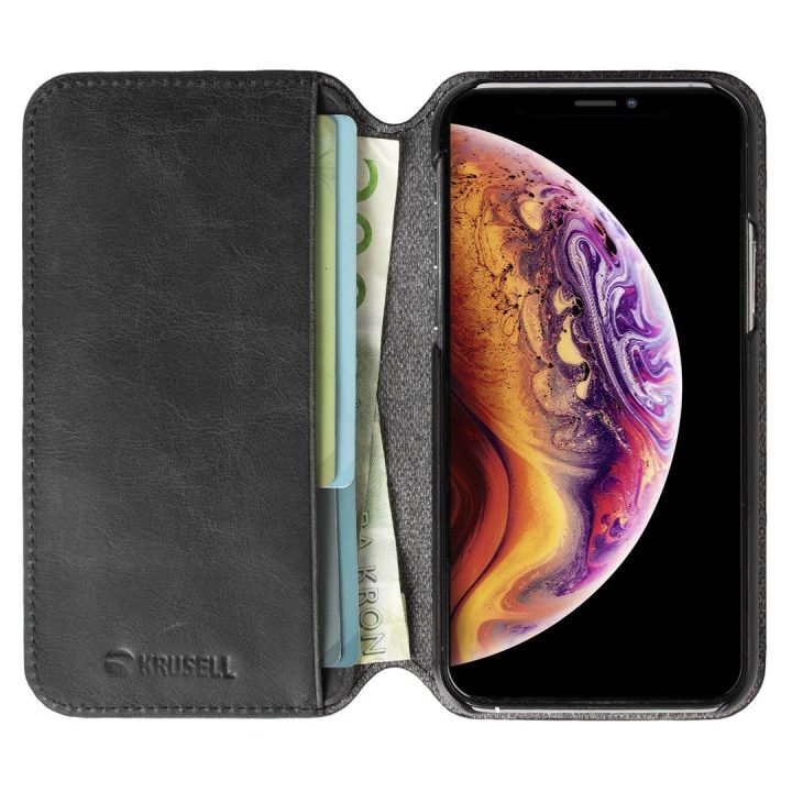 Juodas telefono dėklas-piniginė iPhone 11 Pro Max