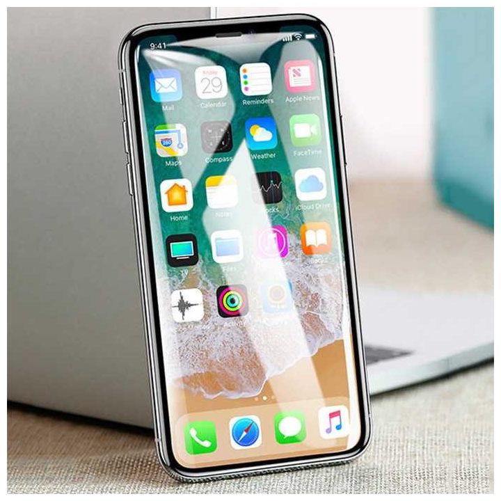 Apsauginis grūdintas stiklas iPhone XR 6.1, juodas, 10 vnt.