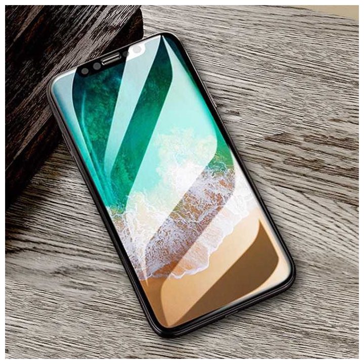 Apsauginis grūdintas stiklas iPhone XR 6.1, juodas, 10 vnt.