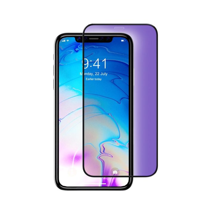 Juodas apsauginis stiklas iPhone 11 Pro Max ekranui su anti-blue-ray funkcija