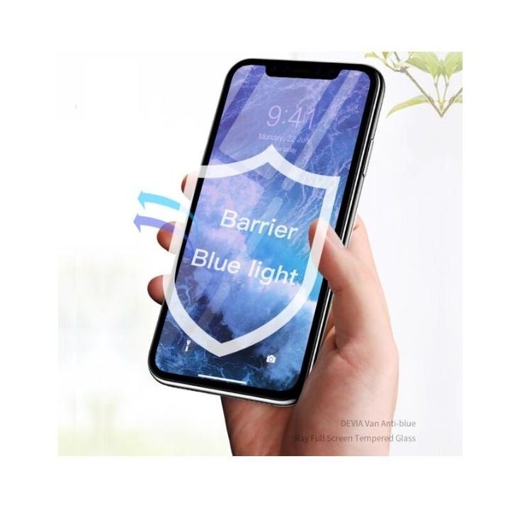 Juodas apsauginis stiklas iPhone 11 Pro Max ekranui su anti-blue-ray funkcija