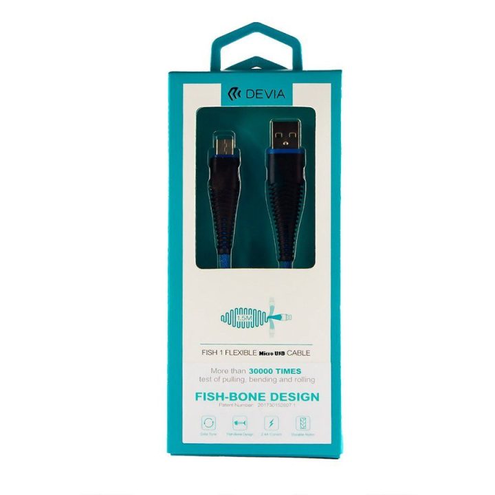 Mėlynas „Micro USB“ įkrovimo laidas, 1,5 m, 2,4 A