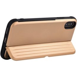 Auksinis telefono dėklas su kortelių vieta iPhone X / XS