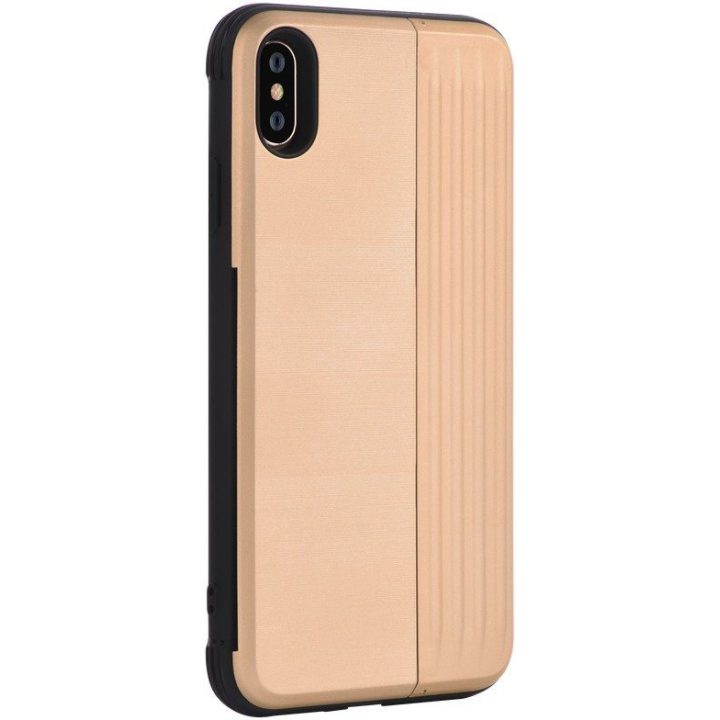 Auksinis telefono dėklas su kortelių vieta iPhone X / XS