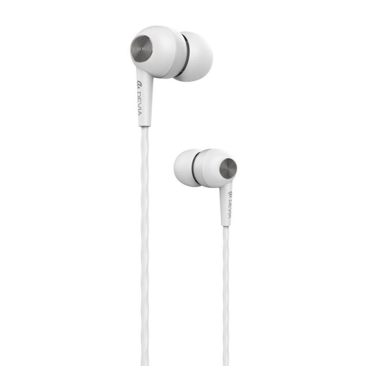 Devia Kintone Headset V2 3,5 mm baltos ausinės su mikrofonu