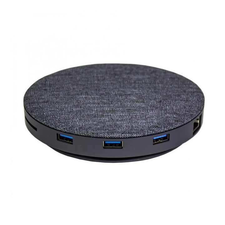 Devia UFO 10in1 USB-C šakotuvas su belaidžiu įkrovimu, pilkas