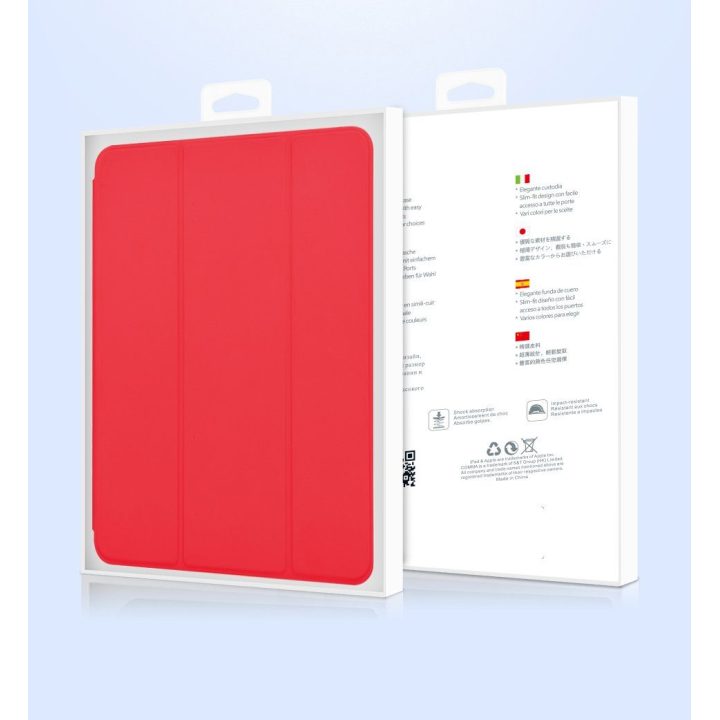 Raudonas odinis planšetinio kompiuterio dėklas Devia su vieta pieštukui, skirtas iPad Air (2019) ir iPad Pro 10.5