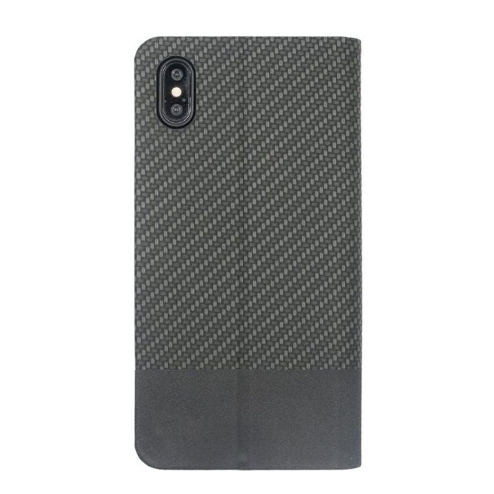 Tellur Carbon juodas atverčiamas dėklas iPhone XS