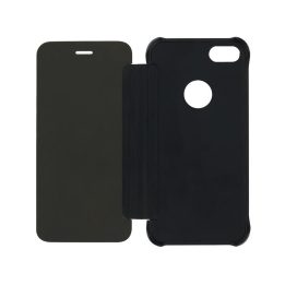 Juodas dirbtinės odos dėklas su veidrodėliu iPhone 8 telefonui
