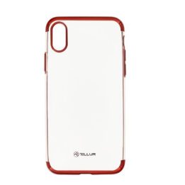Raudonas silikoninis dėklas su metalizuotu kraštu iPhone X/XS
