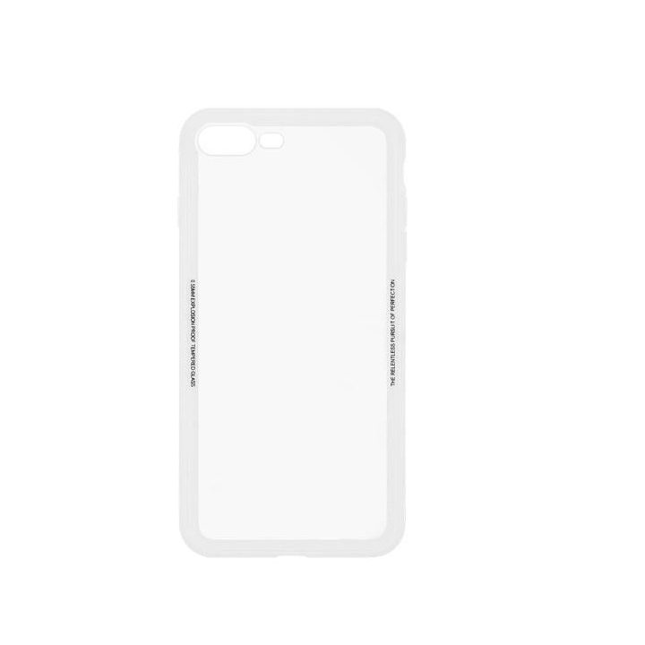 Tellur telefono dėklas su grūdinto stiklo nugarėle iPhone 8 Plus, baltas