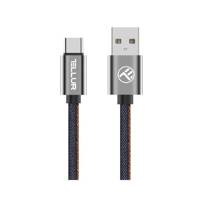 USB į USB-C duomenų kabelis, 1 m, denim