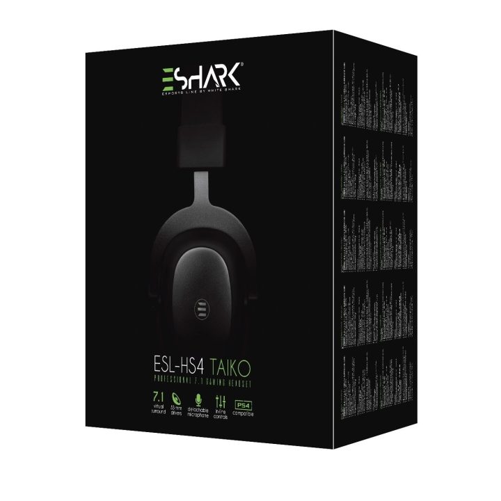 Žaidimų ausinės White Shark TAIKO ESL-HS4, juodos / sidabrinės